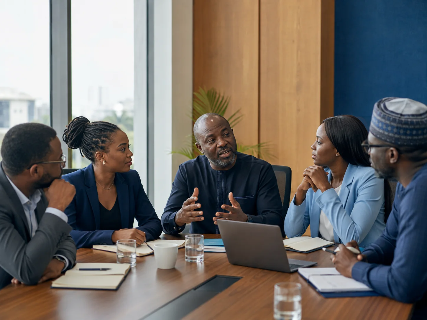Nigerian outsourcing professionals exchanging ideas at an industry strategy roundtable